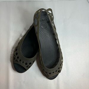 CROCS Adrina Jellies Slip On Ballet Flats Women's Size 11 Green Black